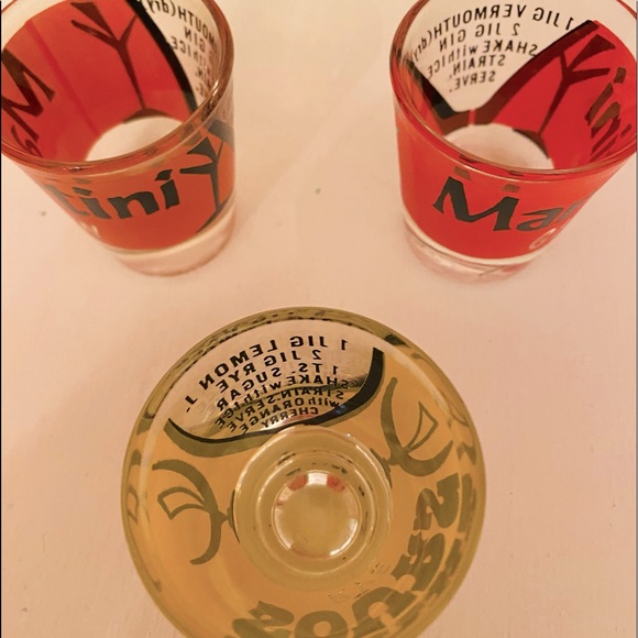 3 Vintage Martini 🍸& 🥃 Whiskey Sour Shot Glasses - Picture 5 of 16